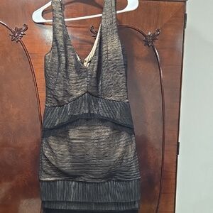 BCBGMaxAzria Black and Gold Textured Dress